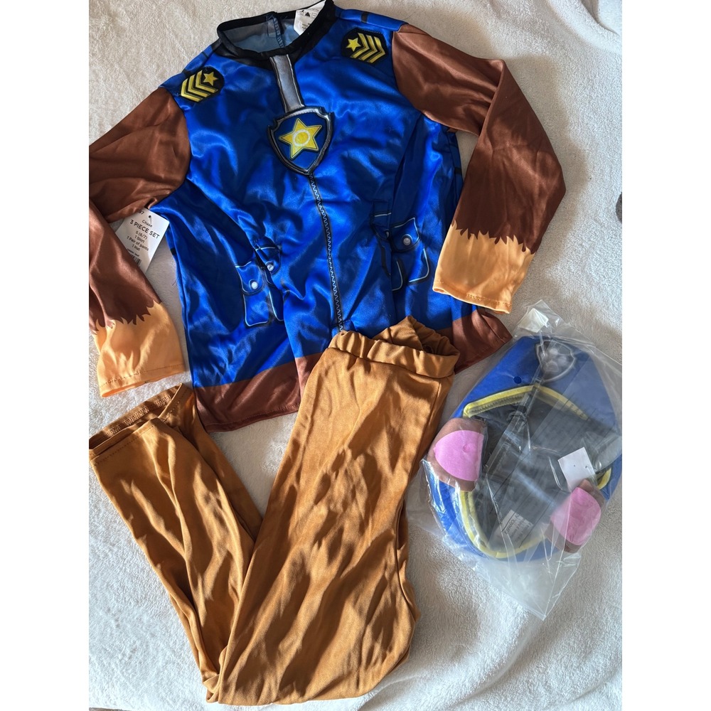 Paw Patrol Chase Costume Kids Small 6/7 3 Piece Set Shirt Pants Hat Nickelodeon